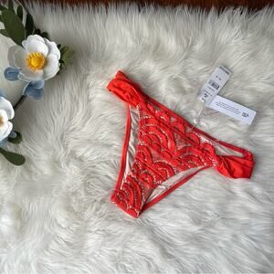 PILYQ Lace Teeny Bikini Bottoms Red Tomato NWT